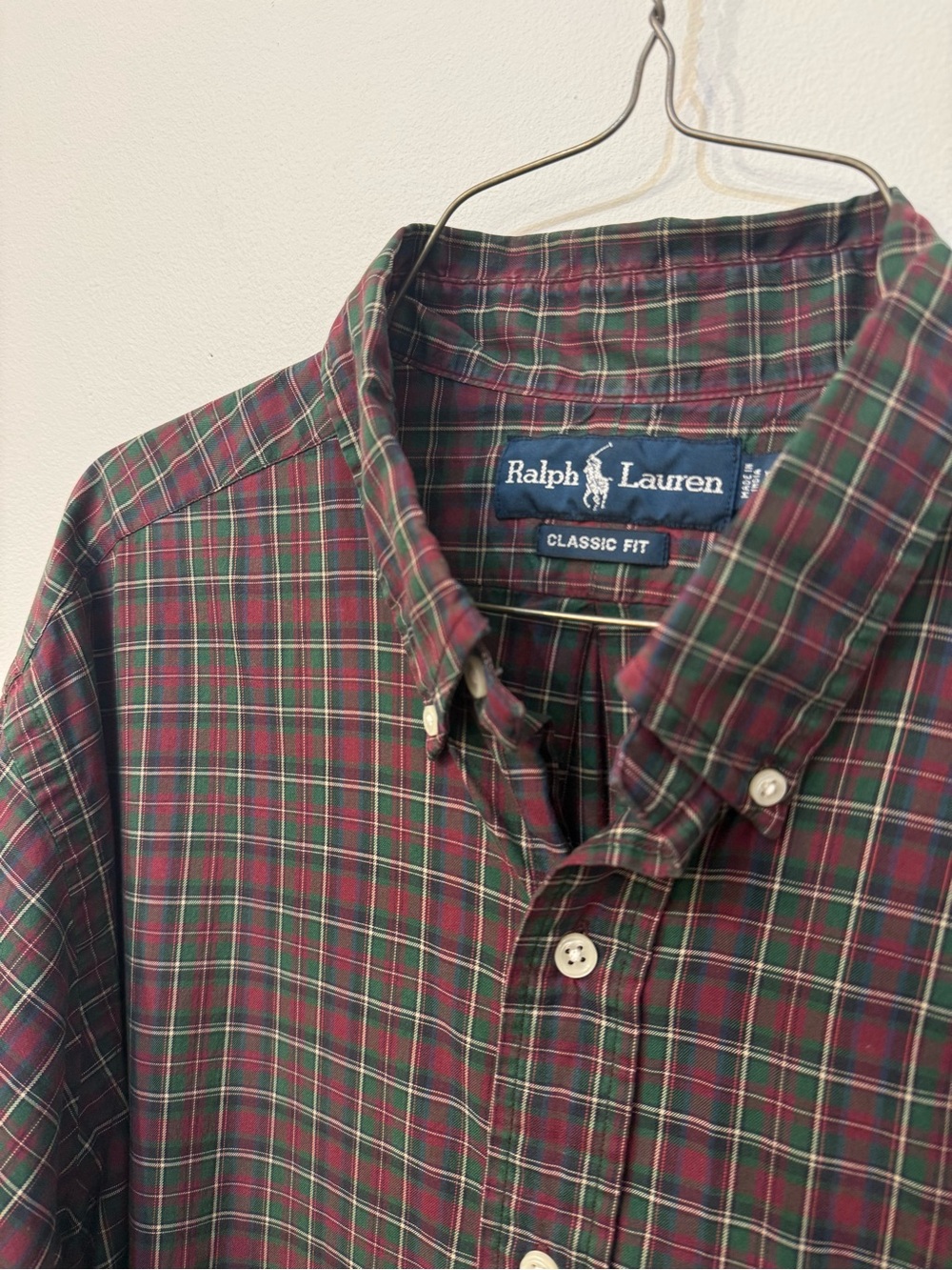 Ralph Lauren Red and Green Plaid Button-Down Shirt